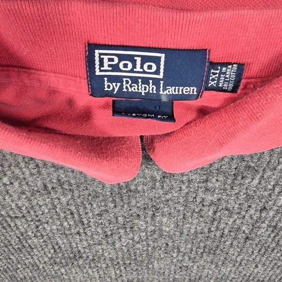 Polo Ralph Lauren Polo Shirt Mens 2XL Pink Blue‎ Stripe Custom Fit Cotton Y2K - Picture 4 of 7
